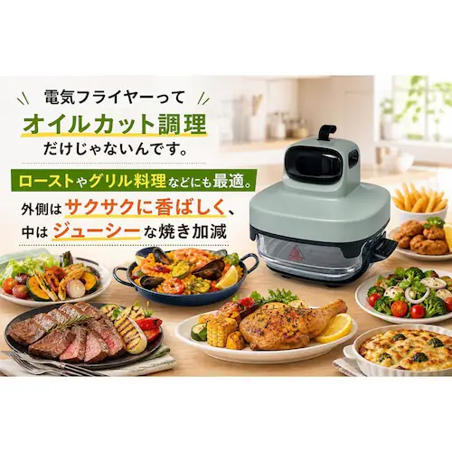 MAMMOTH 耐熱ガラス 電気フライヤー NK-A001WH ホワイト_17