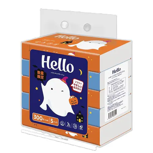 ハロー ハロー ソフトパックティシュ 300枚(150組) 5個 ハロウィンバージョン 8810_1