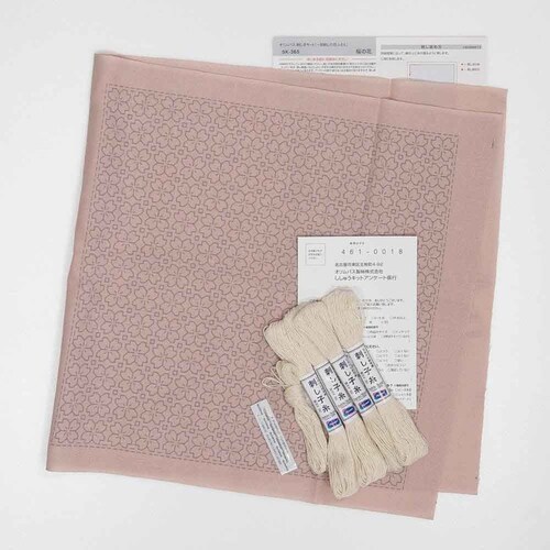 Olympus 刺し子キット 花ふきん(淡ピンク) 桜の花 SK365_1