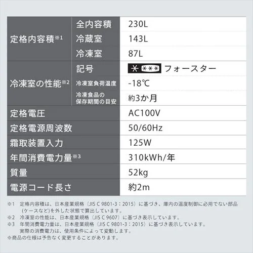 【設置無料】 冷蔵庫 230L 自動霜取り 大容量冷凍室87L 1人暮らし 2ドア 家庭用 幅54.4cm IRSN-23B-W ホワイト【代引き不可】_19