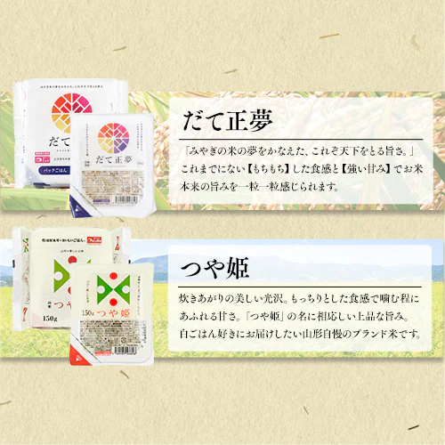 【24食】パックご飯 8袋詰め合わせセット 150g 3食×8袋 だて正夢 つや姫 ゆめぴりか 新之助 青天の霹靂 魚沼産コシヒカリ 国産ブレンド米_2