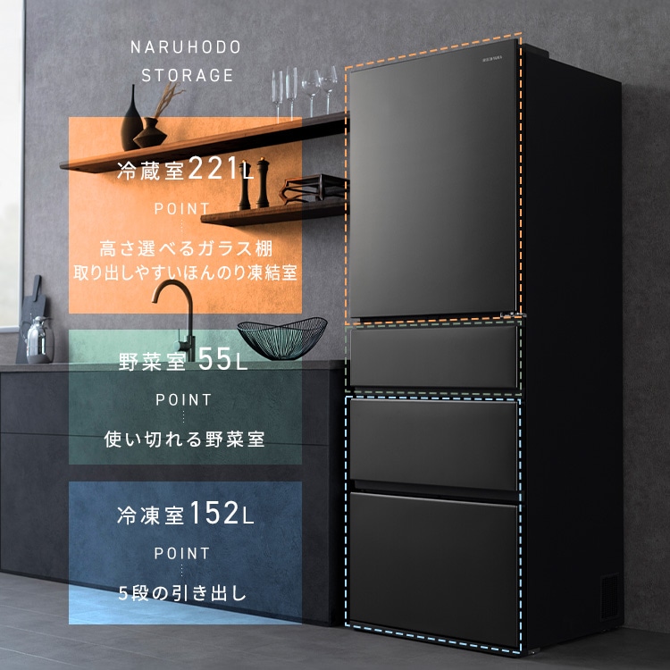 設置無料】 冷蔵庫 428L 自動霜取り 5段冷凍室152L 大東量 奥行き