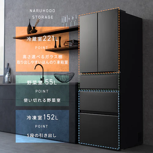 �y�ݒu�����z �①�� 428L ��������� 5�i�Ⓚ��152L �哌�� ���s���X���� �t�����`�h�A ��65cm IRSN-FX43A-H �m�[�u���O���[�y������s�z_3