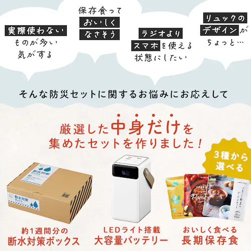 【バッテリー容量キャンペーン】防災セット 中身だけ バッテリーステーション+断水対策セット+Deliセット_3