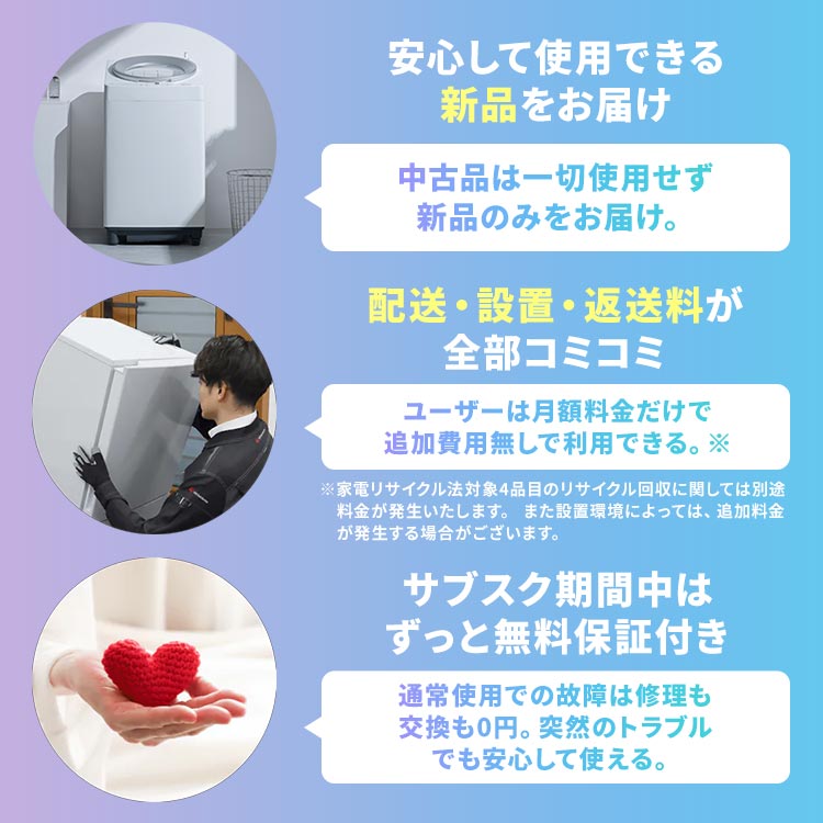 長期あんしんプラン】プレミアム 家電セット 4点 冷蔵庫153L 洗濯機5kg