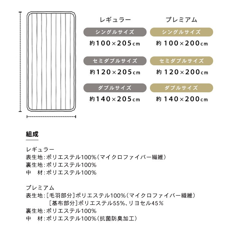 Blanko敷きパッド ダブル マイクロミンクファー 洗濯可 アイボリー