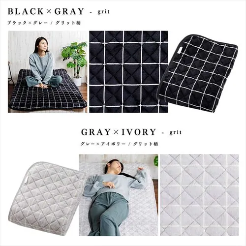 fondan プレミアムマイクロファイバー 敷きパッド S シングル グリッド柄 グレージュ×アイボリー【プラザセレクト】_15