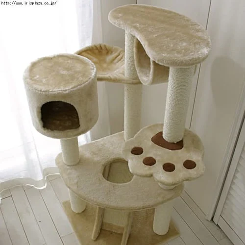 ≪置き型≫キャットタワー ロータイプ QQ80083 ブラウン_2