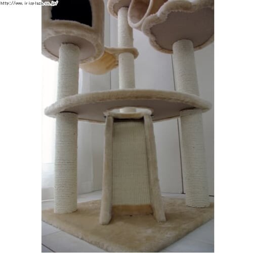 ≪置き型≫キャットタワー ロータイプ QQ80083 ブラウン_4