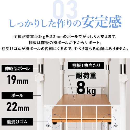 ランドリーラック 突っ張り CW1149-07 ホワイト 9591952│アイリス