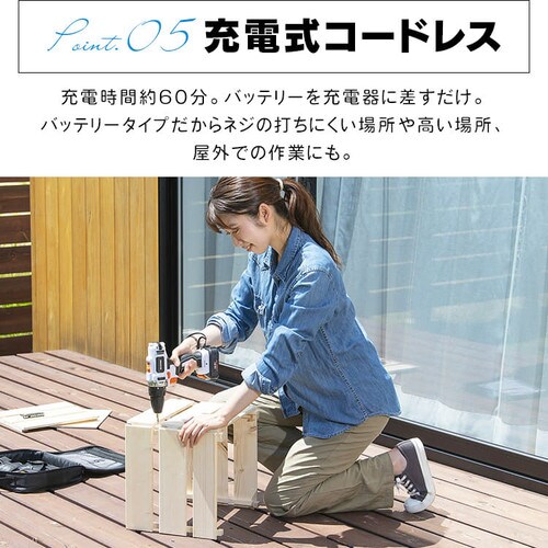 電動ドライバー 10.8V 充電式 バッテリー2個セット ソフトケース付