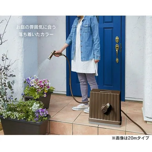 ホースリール 30m フルカバー 水流切り替え6種 FHEXN-30 カーキ【2年保証付き】_4