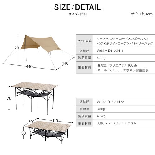 訳あり】≪HUGEL ヒューゲル≫ キャンプ用品 6点セット 3人用 ロー
