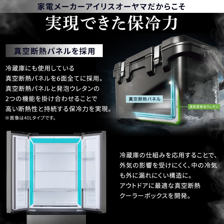 超低温保冷剤付き】HUGEL 真空断熱クーラーボックス 40L VITC-40R