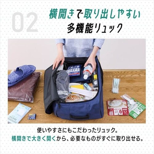 防災リュック 1人用 48点 横開き 防災セット 防災グッズ PYRS-44