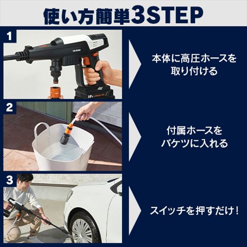 収納BOXセット】高圧洗浄 ハンディウォッシャー 充電式 ホワイト JHW