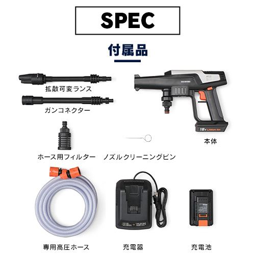 収納BOXセット】高圧洗浄 ハンディウォッシャー 充電式 ホワイト JHW