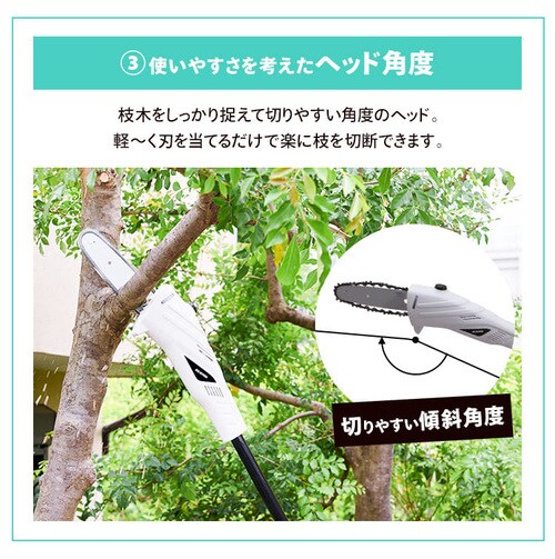 高枝バサミ 剪定 ポールチェーンソー 18V 充電式 バッテリー付き