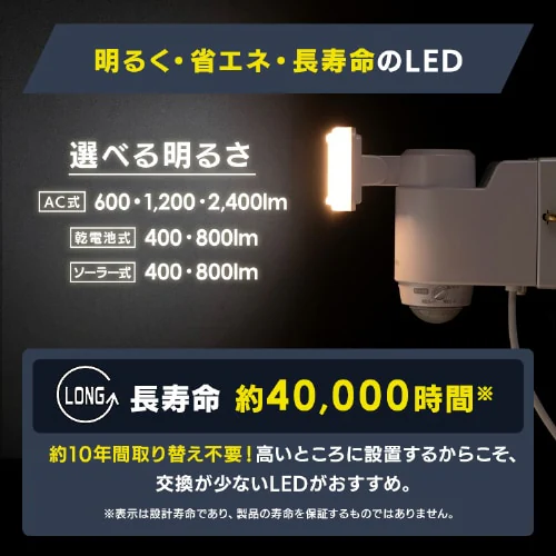 センサーライト 防犯 LED ACコンセント式 パールホワイト LSL-ACTN-2400_14
