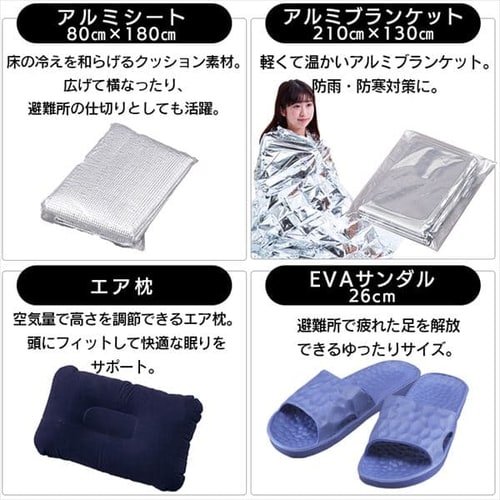防災リュック 1人用 33点 防災セット 防災グッズ BRS-33 ブラック