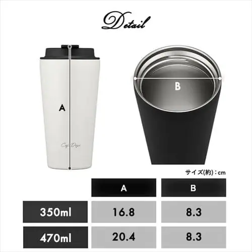 �^���u���[ 350ml �W�� �X�e�����X �ۗ� �ۉ� �g���x���[���b�h �}�C�{�g�� Cafe Days NCD-TLT350 �z���C�g_5