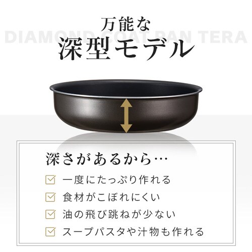 フライパン 深型 12点セット IH/ガス火対応 DIAMOND COAT PAN TERA