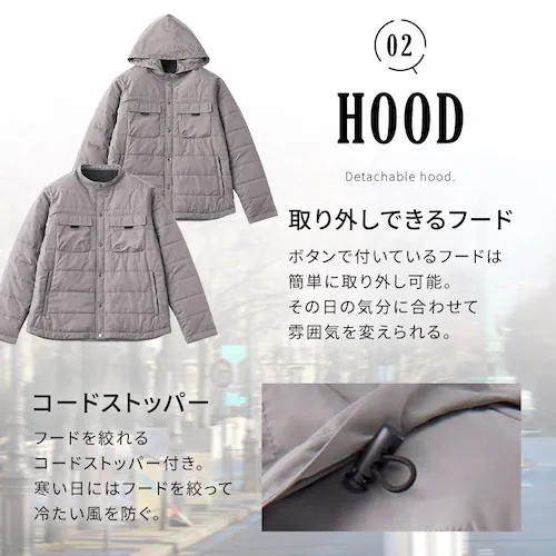 中綿保温フード付きブルゾン FC22504-BKL Lサイズ ブラック_4