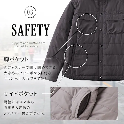 中綿保温フード付きブルゾン FC22504-BKL Lサイズ ブラック_5