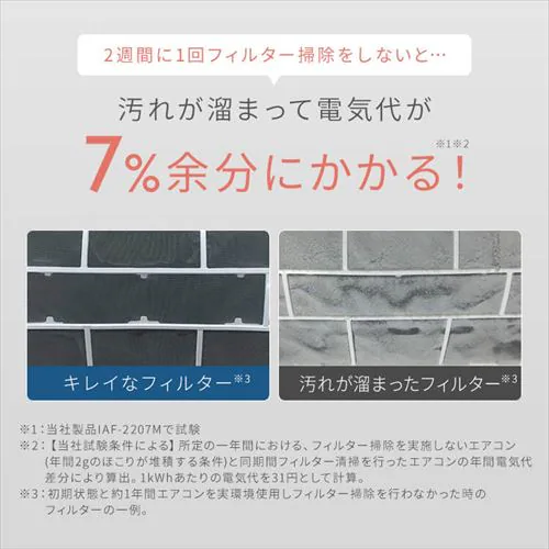 エアコン 6畳 工事費込み 節電 フィルター自動清掃 2.2kw 100V対応 IAF-2207M【代引き不可】_6