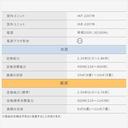 エアコン 6畳 工事費込み 節電 フィルター自動清掃 2.2kw 100V対応 IAF-2207M【代引き不可】_22