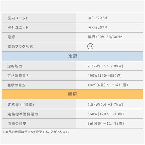 エアコン 6畳 工事費込み 節電 フィルター自動清掃 2.2kw 100V対応 IAF-2207M【代引き不可】_25