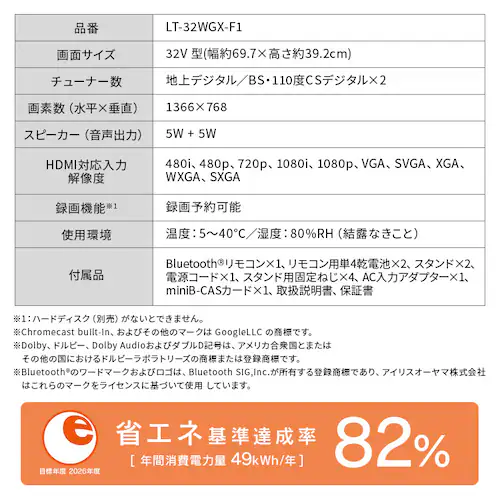 LUCA 液晶テレビ GoogleTV搭載 32V型 LT-32WGX-F1_12