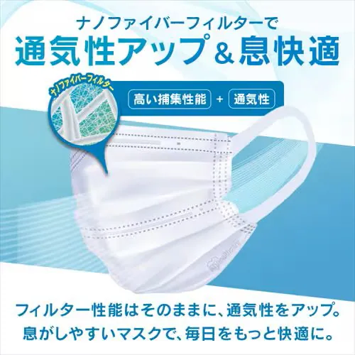 【90枚入り】ナノエアー マスク プリーツタイプ ふつうサイズ ニュアンスグレー 30枚入り×3箱 PK-NI30LXH_3