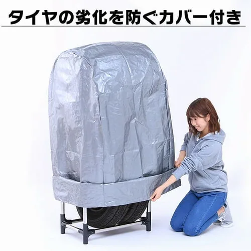タイヤラック ステンレス製(カバー付き) 軽自動車 コンパクト 普通車 ミニバン用 KSL-590C_8