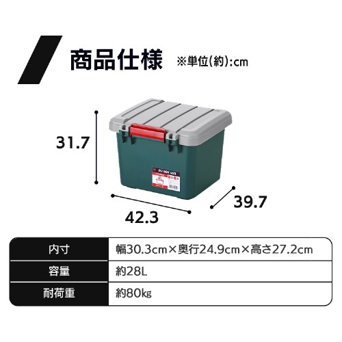 収納ボックス RVBOX400 幅約42.3cm グレー／ダークグリーン 299970