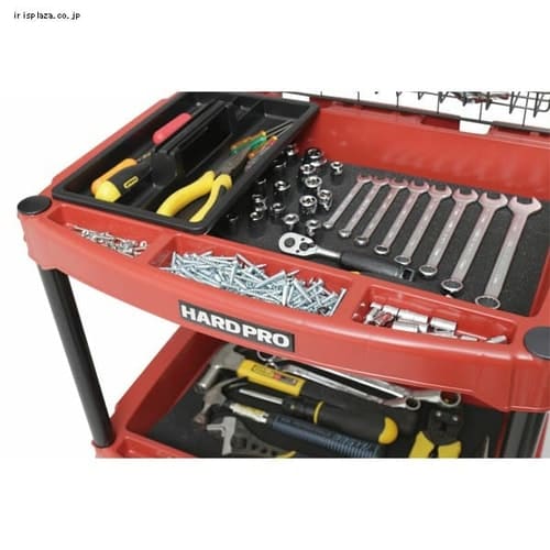 収納ワゴン ハードツールワゴン メッシュパネル付 HDW-3M レッド
