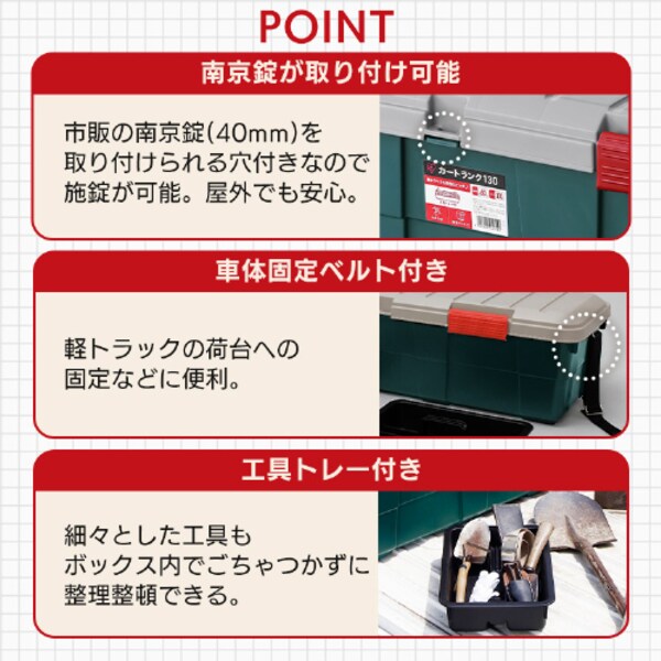 工具ケース 収納ボックス カートランク CK-130 グレー/ダークグリーン 