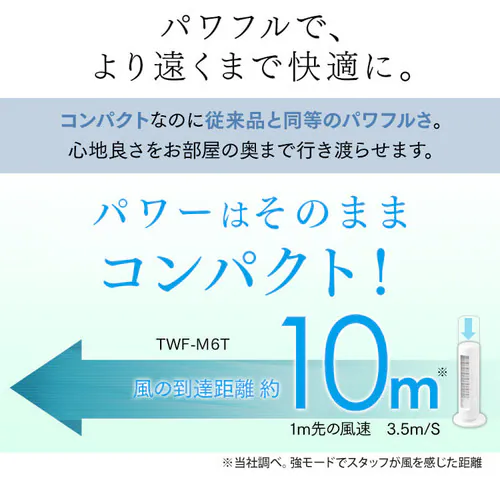 タワーファン 扇風機 ミニ 静音 左右首振り 上下ルーバーTWF-M6T-LA ブルー_7