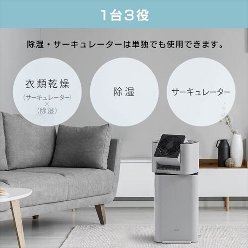 サーキュレーター衣類乾燥除湿機 デシカント式 13畳 5L 静音 1台3役