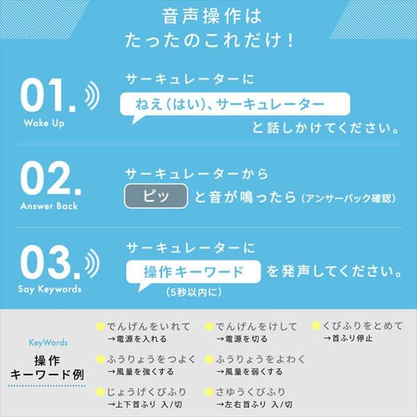 サーキュレーターアイ 18畳 上下左右首振り 音声操作 KCF-SCV151T