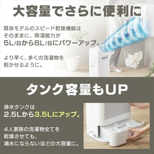 サーキュレーター衣類乾燥除湿機 デシカント式 20畳 8L 静音 1台3役