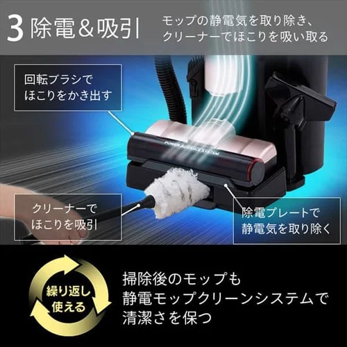 【アタッチメント5点セット】掃除機 コードレス 紙パック 自走式 モップ付 SBD-E4P 極細軽量 充電スタンド付 _17