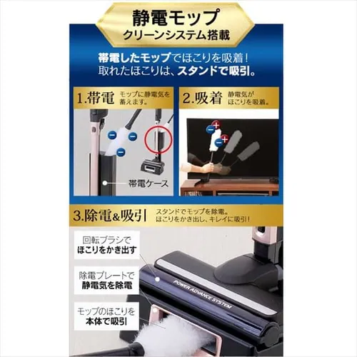 掃除機 コードレス 紙パック 自走式 極細軽量 モップ付 SBD-F2P _9