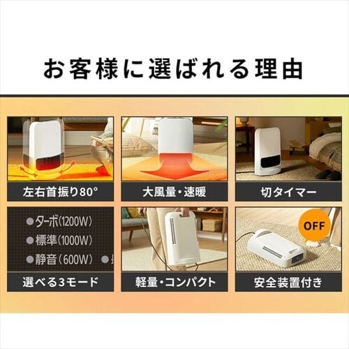 �Z���~�b�N�q�[�^�[ �啗�� �R���p�N�g ��U�� KCH-SW121-W �z���C�g_5