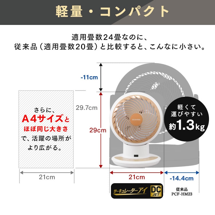 サーキュレーターアイ 24畳 DCモーター 上下左右首振り KCF-SDCC151T-B