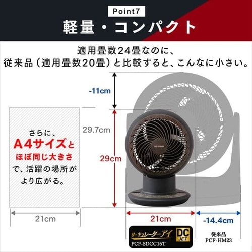 サーキュレーターアイ 24畳 DCモーター 上下左右首振り KCF-SDCC152T-W