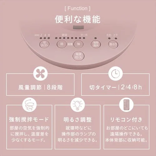 サーキュレーターアイ 20畳 DCモーター 静音 上下左右首振り KCF-SDS151T-P ピンク_8