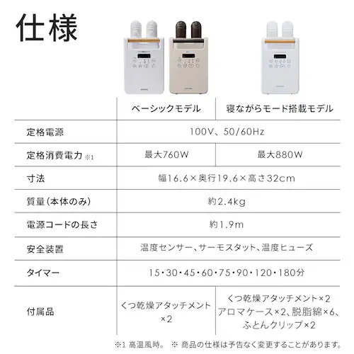 ふとん乾燥機 カラリエ ツインノズル FK-W3-W ホワイト_7