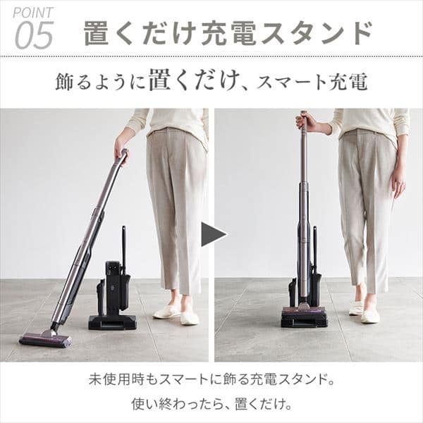 掃除機 コードレス サイクロン 自走式 モップ付 置くだけで充電 2way