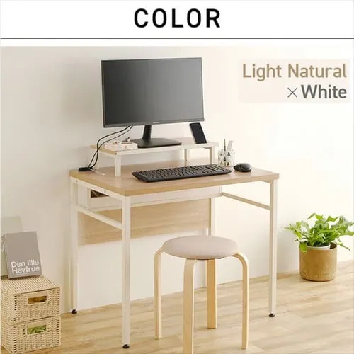 机 デスク ケーブル収納/モニター台付き CSD-800M ライトナチュラル/ブラック_14